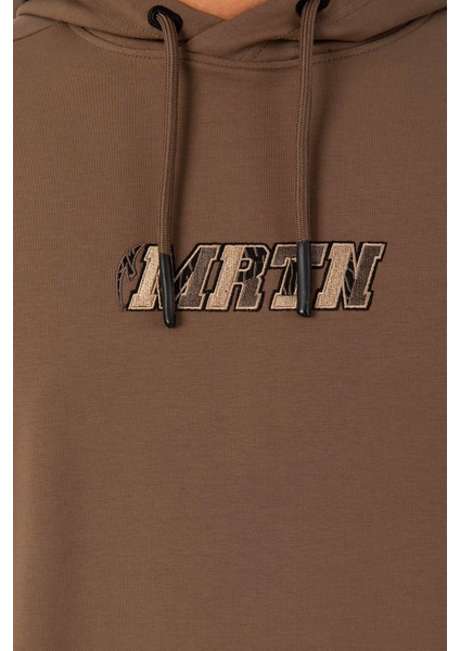 Oversize Erkek Kapşonlu Düşük Kol Kakao Sweatshirt 22465 indirimleri