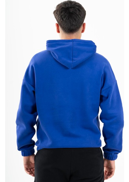 Sportswear Comfort Erkek Kapşonlu Düşük Kol Outdoor Saks Sweatshirt 22678