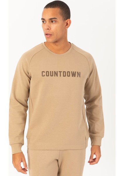 Regular Erkek Bisiklet Yaka Reglan Kol Açık Vizon Sweatshirt 22405