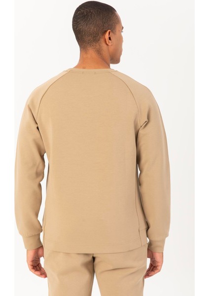Regular Erkek Bisiklet Yaka Reglan Kol Açık Vizon Sweatshirt 22405
