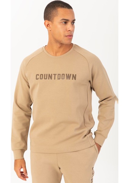 Regular Erkek Bisiklet Yaka Reglan Kol Açık Vizon Sweatshirt 22405