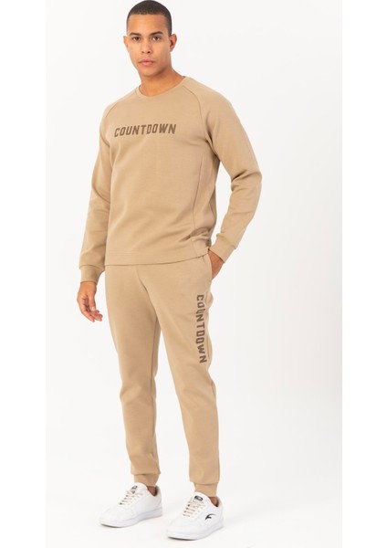 Regular Erkek Bisiklet Yaka Reglan Kol Açık Vizon Sweatshirt 22405