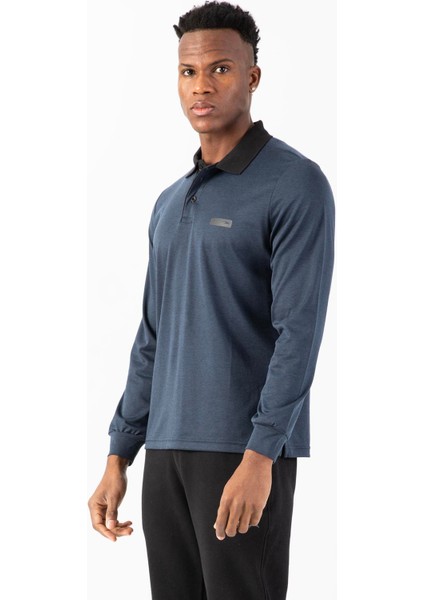 Regular Erkek Polo Yaka Uzun Kol Siyahmelanj Sweatshirt 22432 modelleri