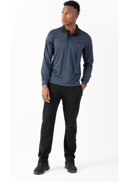 Regular Erkek Polo Yaka Uzun Kol Siyahmelanj Sweatshirt 22432 indirimleri