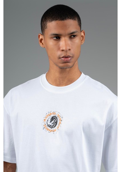 Oversize Erkek Bisiklet Yaka Beyaz- T-shirt modelleri