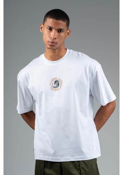 Oversize Erkek Bisiklet Yaka Beyaz- T-shirt fırsatları