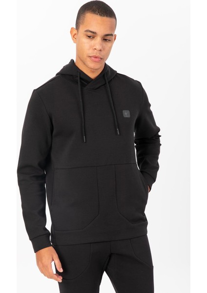 Regular Erkek Kapşonlu Takma Kol Siyah Sweatshirt 22482 fırsatları