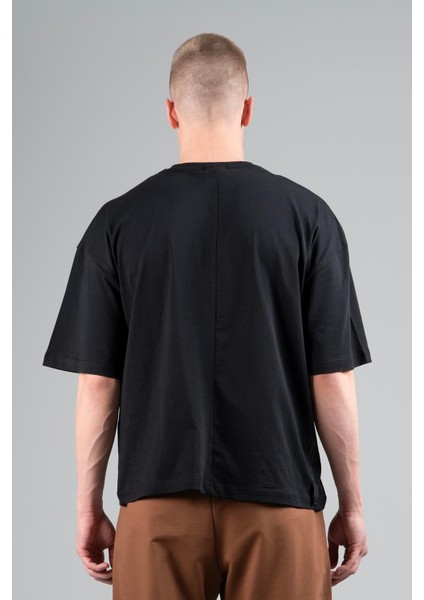 Oversize Erkek Bisiklet Yaka Siyah- T-shirt fiyatları