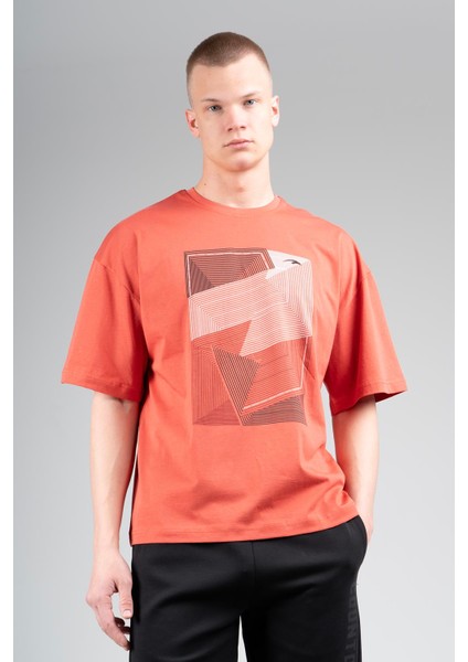 Oversize Erkek Bisiklet Yaka Kiremit T-shirt fırsatları