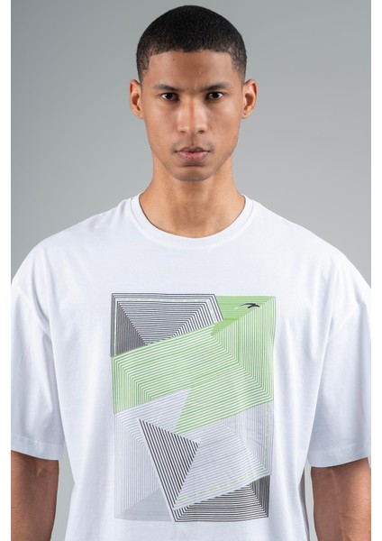 Oversize Erkek Bisiklet Yaka Beyaz T-shirt modelleri