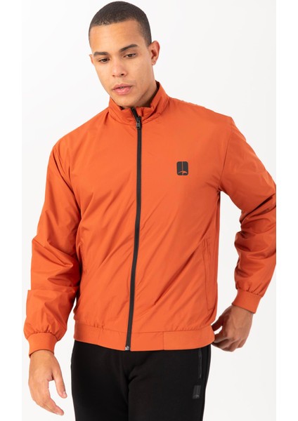 Sportswear Regular Erkek Dik Yaka Takma Kol Basic Kiremit Ceket 21871