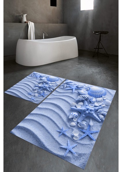 3D Dijital Baskılı Kaymaz Taban Yıkanabilir Ikili Banyo Takımı Klozet Takımı, N-Klozet-48-Mavi, fiyatları