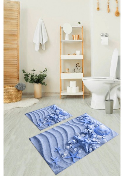 3D Dijital Baskılı Kaymaz Taban Yıkanabilir Ikili Banyo Takımı Klozet Takımı, N-Klozet-48-Mavi, fırsatları