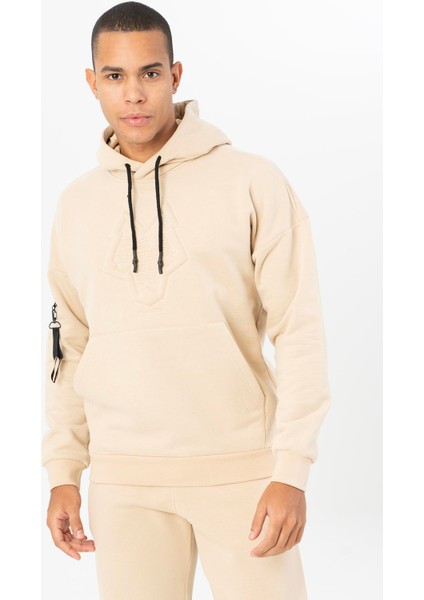 Comfort Erkek Kapşonlu Uzun Kol Koyu Kil Rengi Sweatshirt 21267