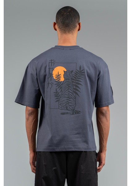 Oversize Erkek Bisiklet Yaka Antrasit- T-shirt fiyatları