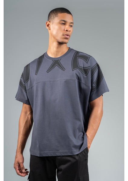 Oversize Erkek Bisiklet Yaka Antrasit- T-shirt modelleri