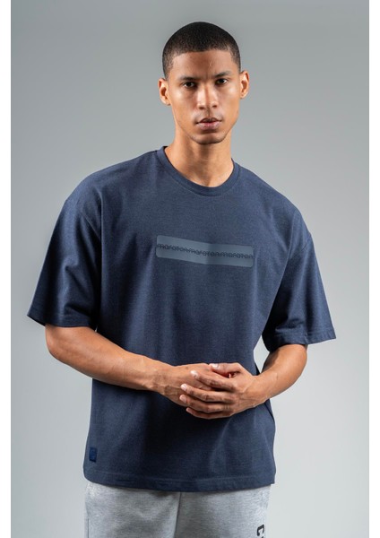 Oversize Erkek Bisiklet Yaka Açık Lacivert- T-shirt fırsatları