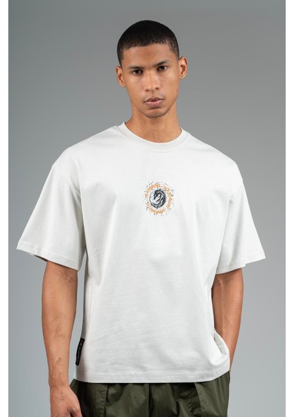 Oversize Erkek Bisiklet Yaka Gümüş Gri T-shirt fırsatları