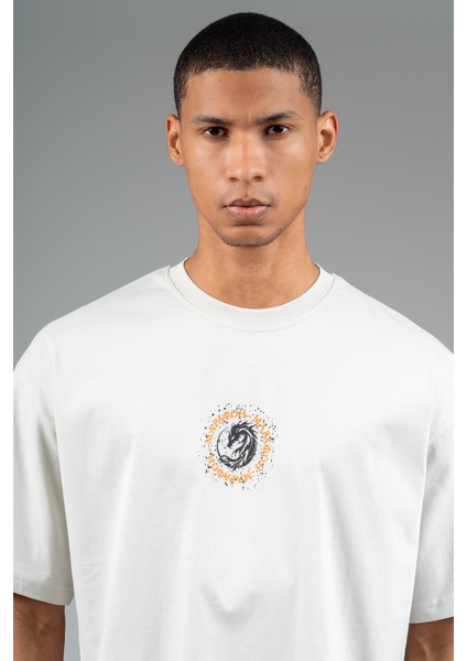 Oversize Erkek Bisiklet Yaka Gümüş Gri T-shirt indirimleri