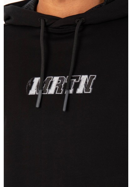 Oversize Erkek Kapşonlu Düşük Kol Siyah Sweatshirt 22465 indirimleri