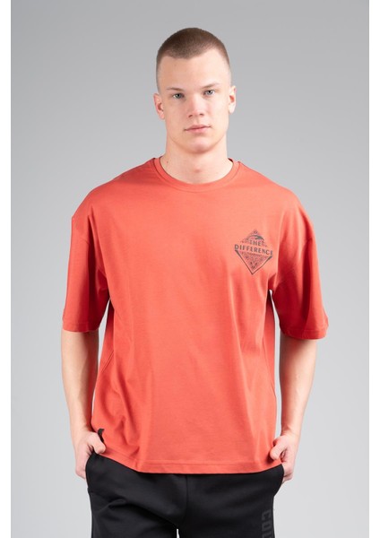 Oversize Erkek Bisiklet Yaka Kiremit T-shirt modelleri