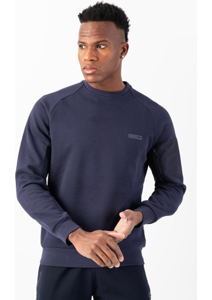 Comfort Erkek Bisiklet Yaka Açık Lacivert Sweatshirt modelleri