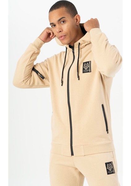 Comfort Erkek Kapşonlu Uzun Kol Koyu Kil Rengi Eşofman Üstü 21266