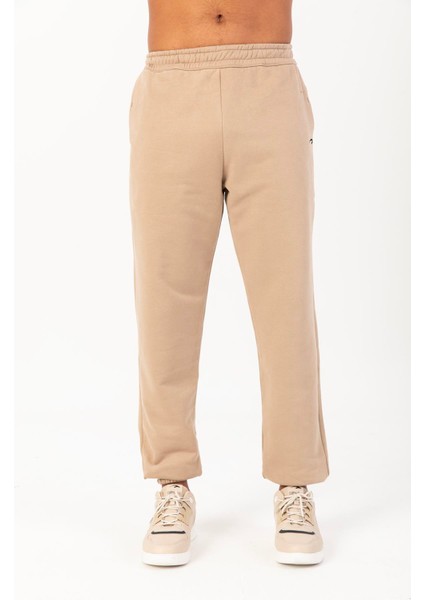 Oversize Erkek Lastik Paça Açık Vizon Eşofman Altı 22398