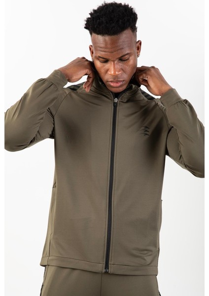 Regular Erkek Dik Yaka Reglan Kol Açık Haki Eşofman Üstü 21587 modelleri