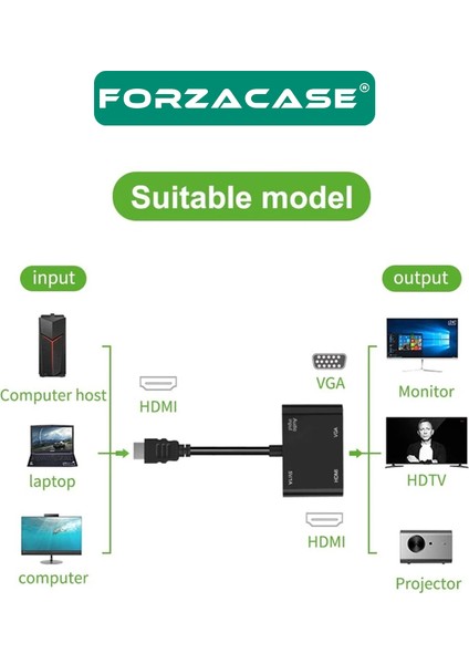 4in1 HDMI To VGA Adaptör Type C Aux Çevirivi Adaptör - FC504