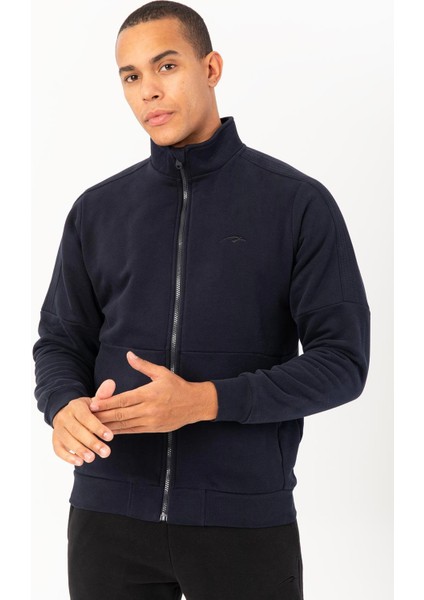 Regular Erkek Dik Yaka Reglan Kol Lacivert Eşofman Üstü 21841