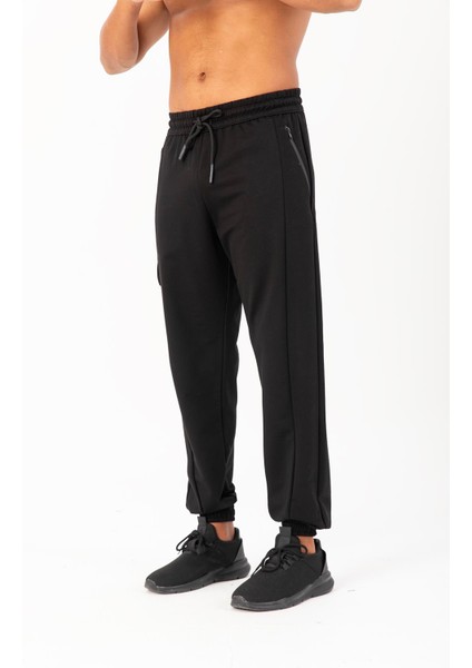 Oversize Erkek Lastik Paça Siyah Eşofman Altı 22466