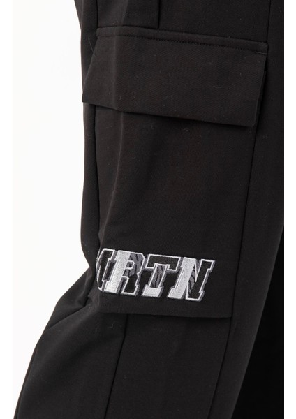 Oversize Erkek Lastik Paça Siyah Eşofman Altı 22466