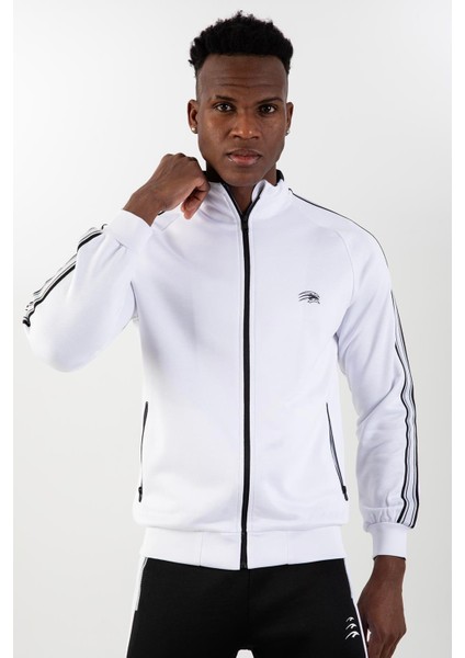 Regular Erkek Dik Yaka Reglan Kol Beyaz Eşofman Üstü 21758 modelleri