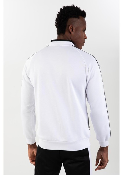 Regular Erkek Dik Yaka Reglan Kol Beyaz Eşofman Üstü 21758 indirimleri