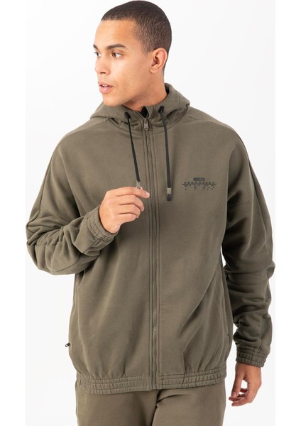 Oversize Erkek Kapşonlu Uzun Kol Açık Haki Eşofman Üstü 22451 fiyatları