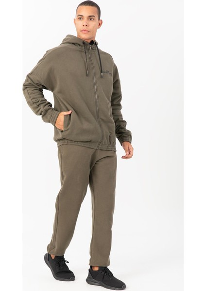 Oversize Erkek Kapşonlu Uzun Kol Açık Haki Eşofman Üstü 22451 indirimleri