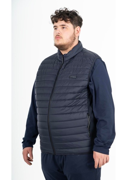 Büyük Beden Erkek Dik Yaka Lacivert Yelek fiyatları