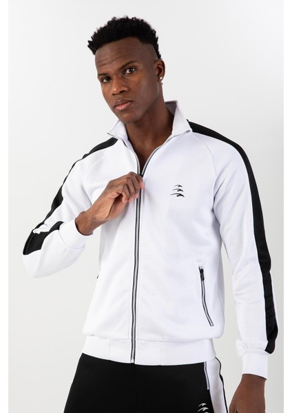 Regular Erkek Dik Yaka Reglan Kol Beyaz Eşofman Üstü 21748 fiyatları