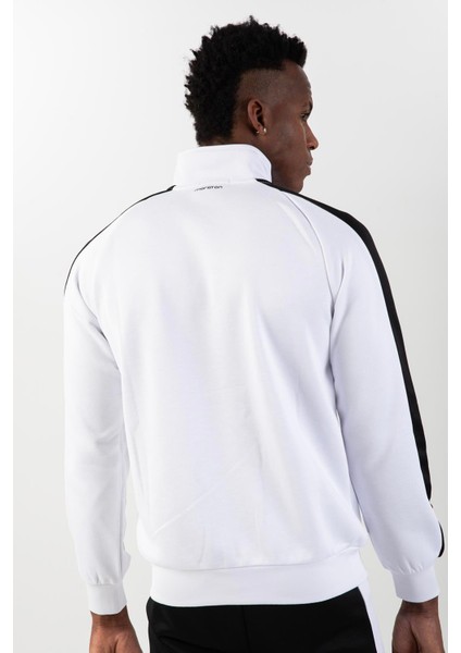 Regular Erkek Dik Yaka Reglan Kol Beyaz Eşofman Üstü 21748 fırsatları