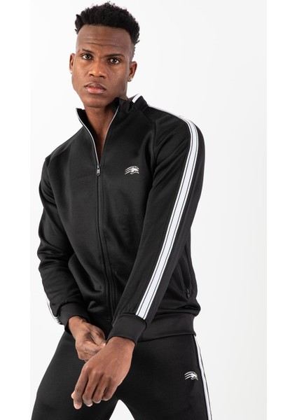 Regular Erkek Dik Yaka Reglan Kol Siyah Eşofman Üstü 21758 fiyatları