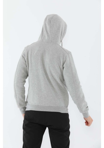 Regular Erkek Kapşonlu Uzun Kol Gri Melanj Tracktop 10072 fiyatları