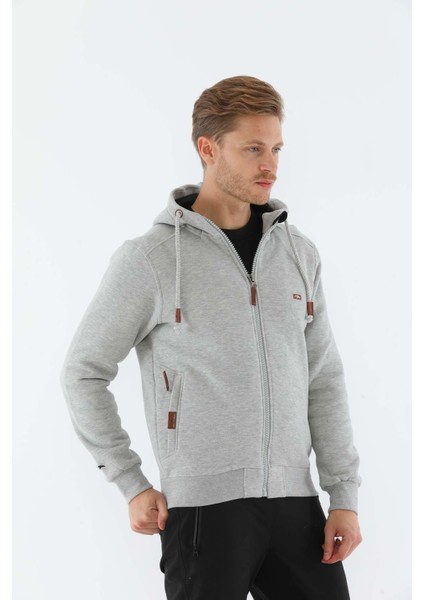 Regular Erkek Kapşonlu Uzun Kol Gri Melanj Tracktop 10072 modelleri