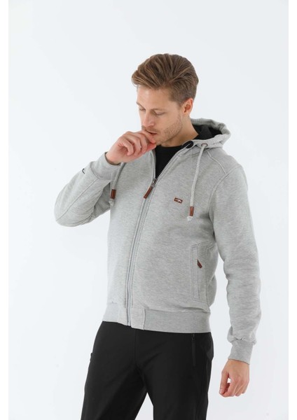 Regular Erkek Kapşonlu Uzun Kol Gri Melanj Tracktop 10072 fırsatları