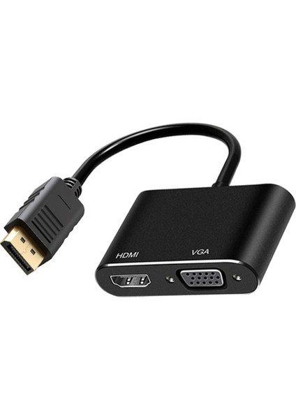 3in1 Dp To HDMI + VGA Adaptör 4K 30hz Görüntü Adaptörü - FC503