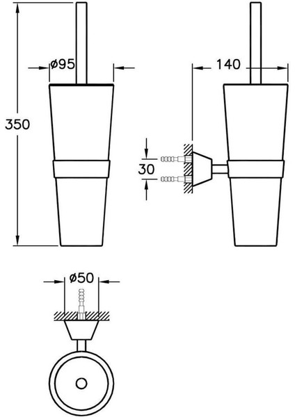 Matrix A44582 Tuvalet Fırçalığı, Duvardan, Krom