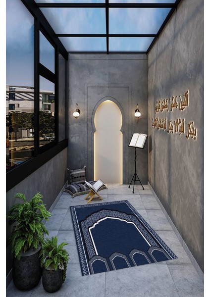 Dijital Baskılı Kaymaz Yıkanabilir (70X130) Hediyelik Namazlık Seccade, N-Seccade-02-Mavi, modelleri