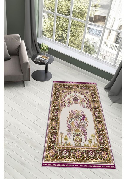 Dijital Baskılı Kaymaz Yıkanabilir (70X130) Hediyelik Namazlık Seccade, N-Seccade-29-Mor, fırsatları