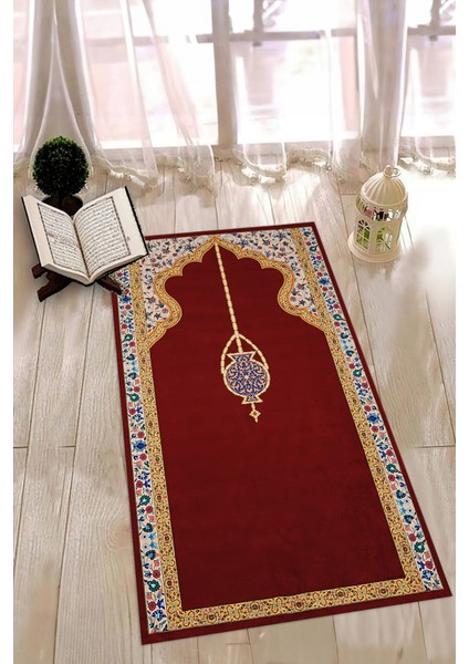 Dijital Baskılı Kaymaz Yıkanabilir (70X130) Hediyelik Namazlık Seccade, N-Seccade-18-Kırmızı, fiyatları