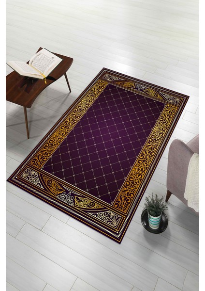 Dijital Baskılı Kaymaz Yıkanabilir (70X130) Hediyelik Namazlık Seccade, N-Seccade-22-Mor, fırsatları